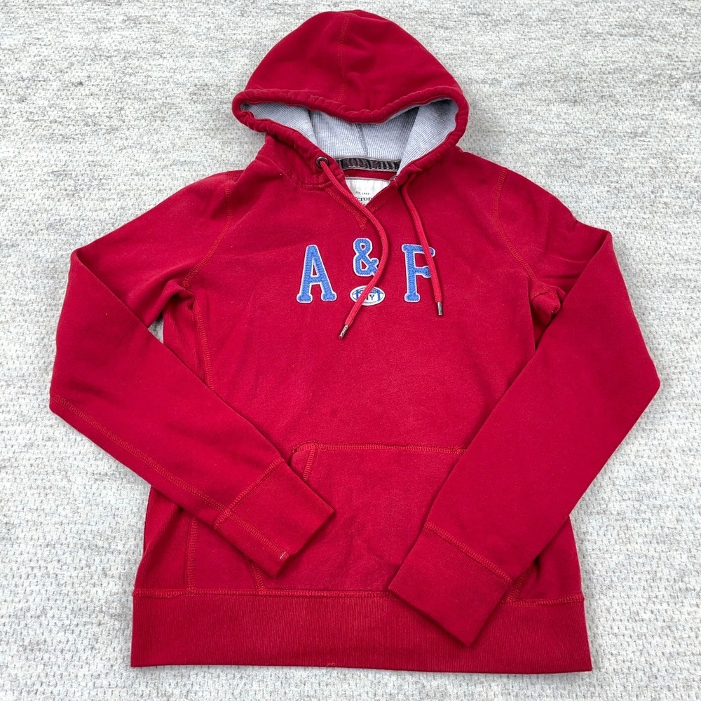 Vintage Y2K Abercrombie & Fitch‎ Hoodie Women Large Red Sweatshirt Ladies *
